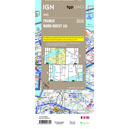 Carte aeronautique oaci IGN France NORD OUEST 2025