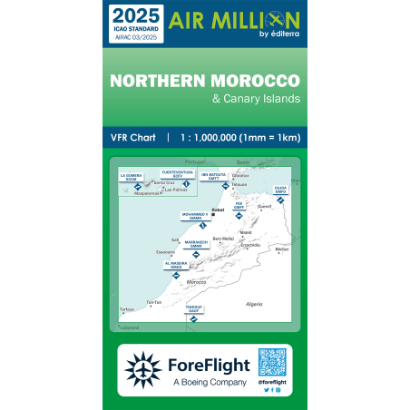 Carte OACI 2025 NORD DU MAROC ET ILES CANARIES AU 1/1 000 000