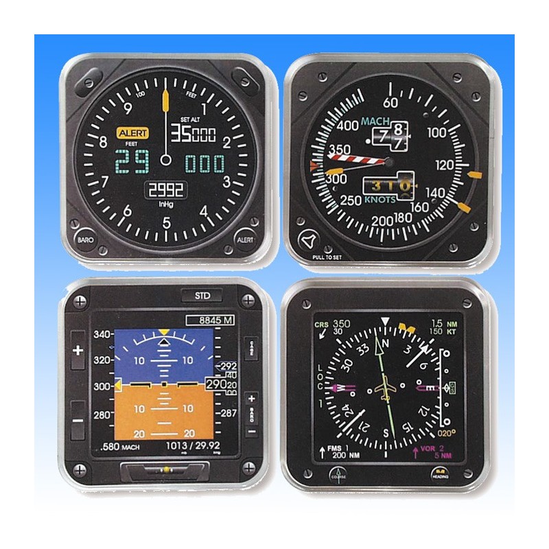 4 sous-verres instruments de vol moderne 4 sous-verres instruments de vol moderne