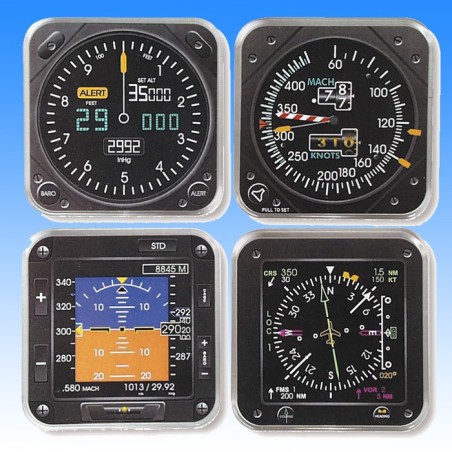 4 sous-verres instruments de vol moderne