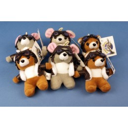 Peluche mini souris aviatrice  10cms ( grise et rose sur la photo)