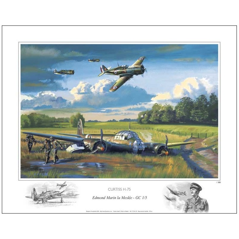 Litho CURTISS H75, Marin la Meslée de B.FREUDENTHAL ( 50 x 40cms)