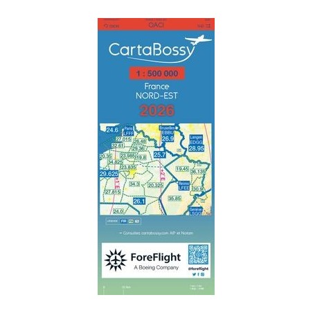 Carte OACI FRANCE NORD EST 2026 CARTABOSSY au 1/500 000 ème