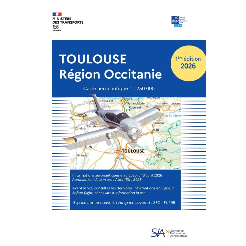 carte aéro TOULOUSE Région Occitanie 2026 au 1/250 000 édition 1