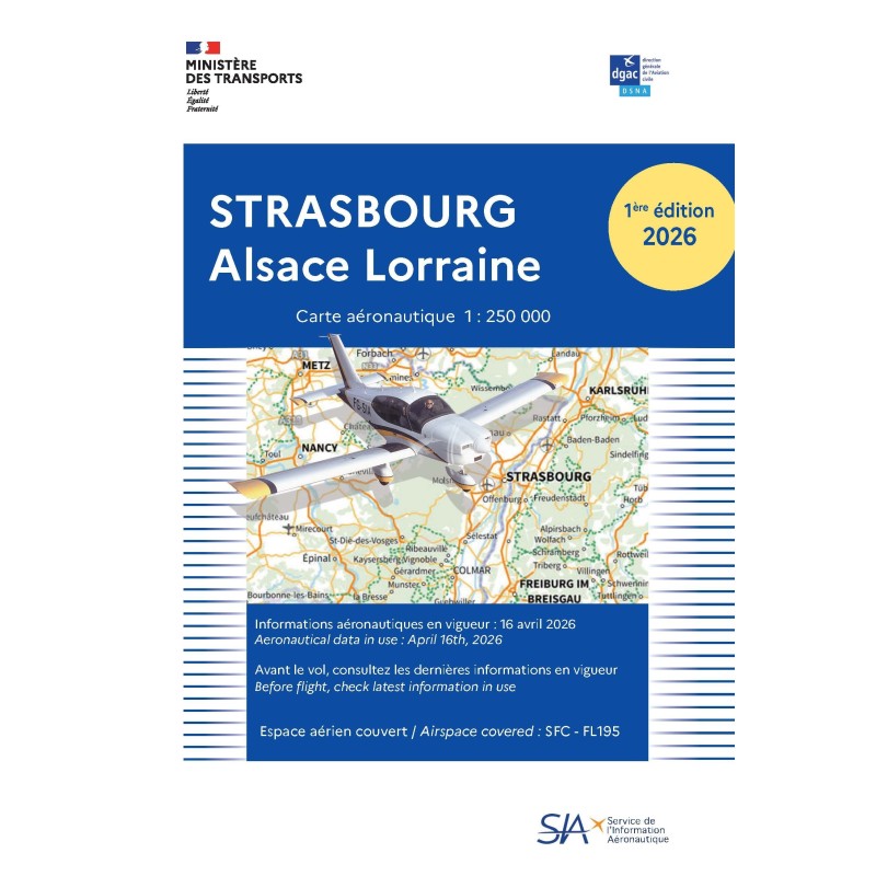 Carte aéro Strasbourg-Alsace-Lorraine 2026 au 1/250 000 édition 1