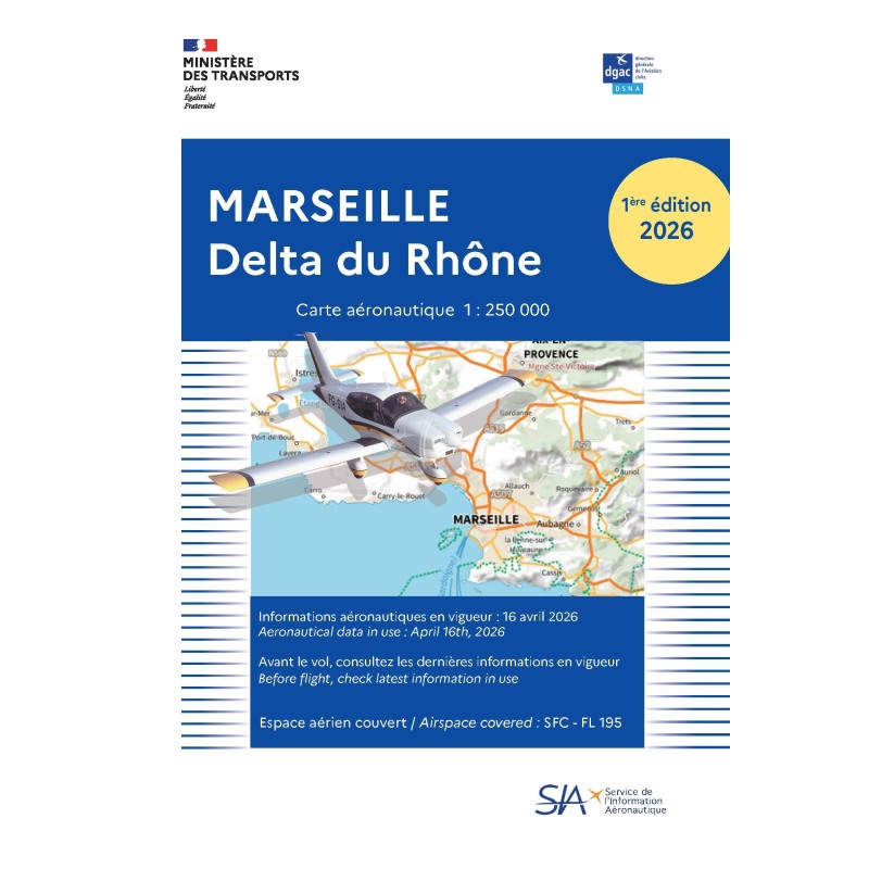Carte aéro MARSEILLE DELTA DU RHONE 2026 au 1/250 000 édition 1