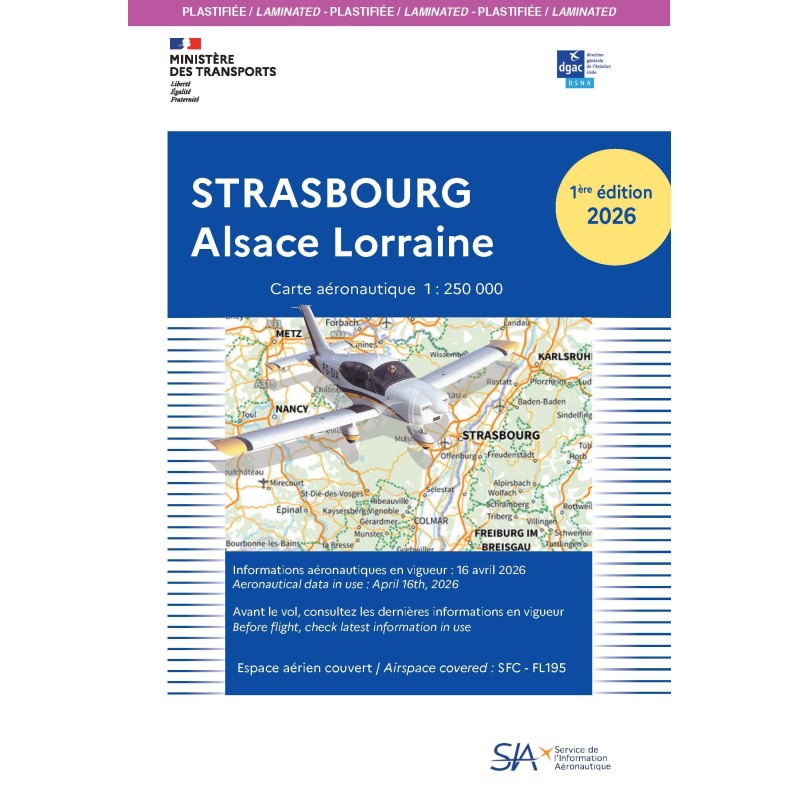 Carte STRASBOURG Alsace-lorraine plastifiée 2026 au 1/250 000 édition 1
