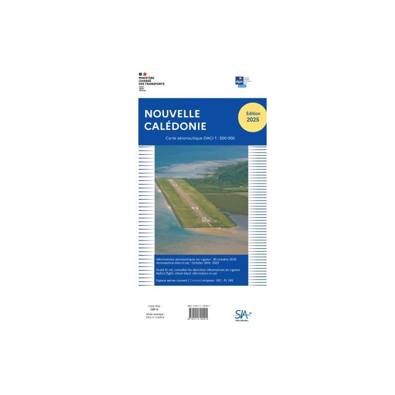 Carte de Vol à vue Nouvelle Calédonie 2025 au 1/500 000