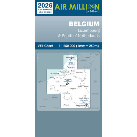 CARTE OACI BELGIQUE 2026 AIR MILLION ZOOM VFR AU 1/250 000