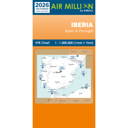 Carte OACI 2026 ESPAGNE/PORTUGAL AIR MILLION VFR au 1/1 000 000