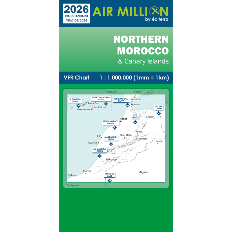 Carte OACI 2026 NORD DU MAROC ET ILES CANARIES AU 1/1 000 000