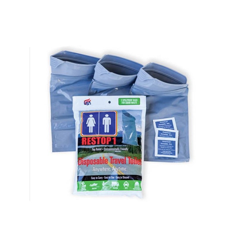Lot de 3 sachets d'aisance urinaire Travel John ou Restop 1