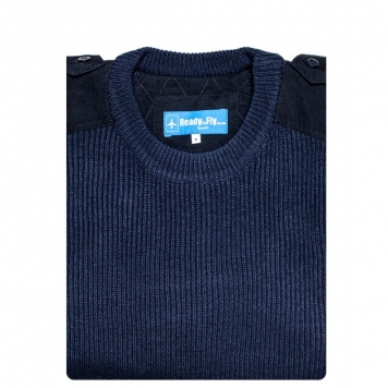 PULL OVER laine col rond manches longues (bleu nuit)