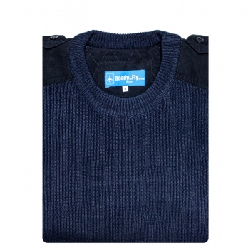 PULL OVER laine col rond manches longues (bleu nuit)