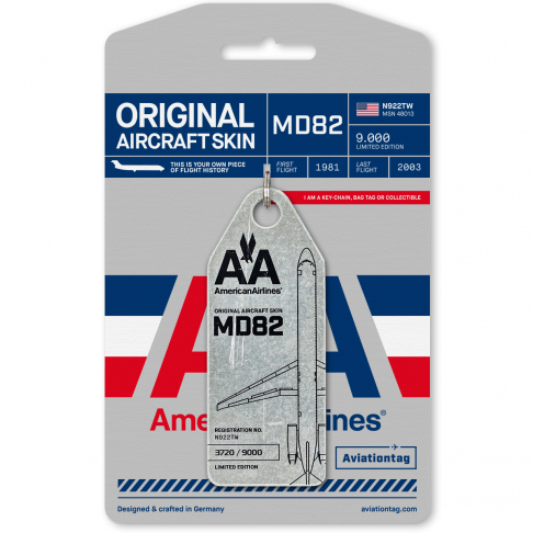 Porte clé/oprte-étiquette MD82 American Airlines