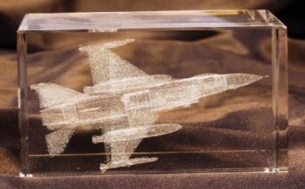 Bloc de verre presse-papier avec gravure 3D